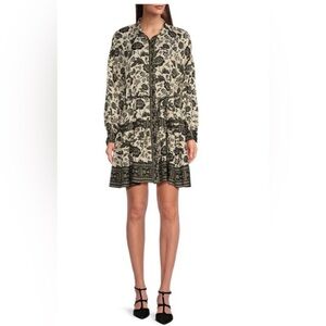 Alex Marie Women’s Black And White Floral Belted Dress Size 10